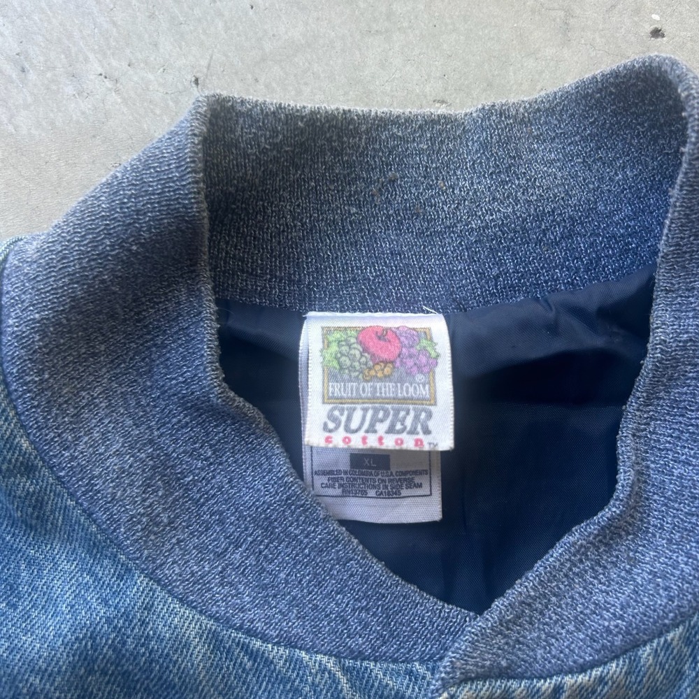 Vintage Fruit of the Loom Super Cotton Las Vegas Denim Varsity Jacket XL - Picture 2 of 8